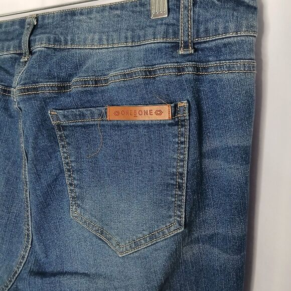 one 5 one Distressed Button Fly Jeans High Rise Stretch Womens Plus Size 20W - Picture 6 of 7